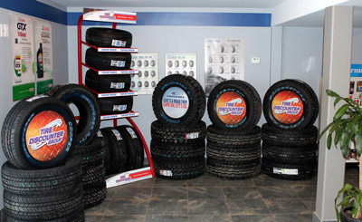 Tires on display in South River, Ontario